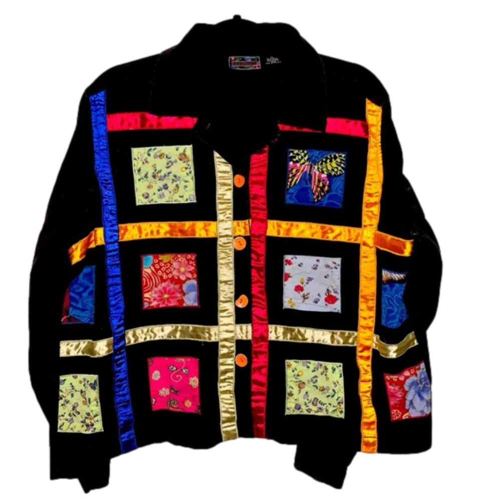 Identity Vintage Patchwork Button Down Shirt XL
